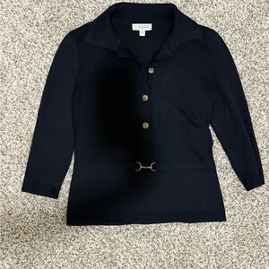 St. John Black Button-Up Blouse
